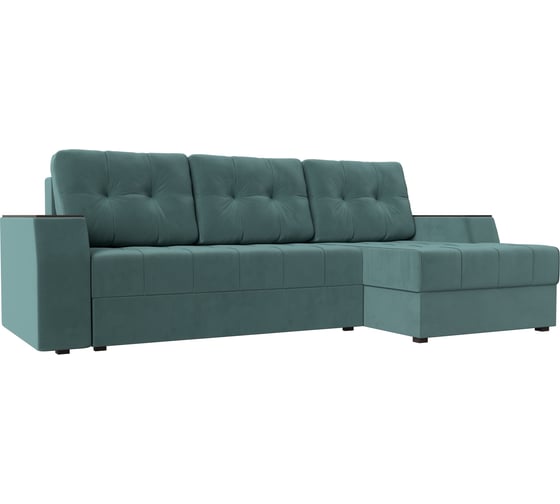 Изображение товара Угловой диван Лига диванов Эмир БС правый полностью Велюр бирюзовый 110446