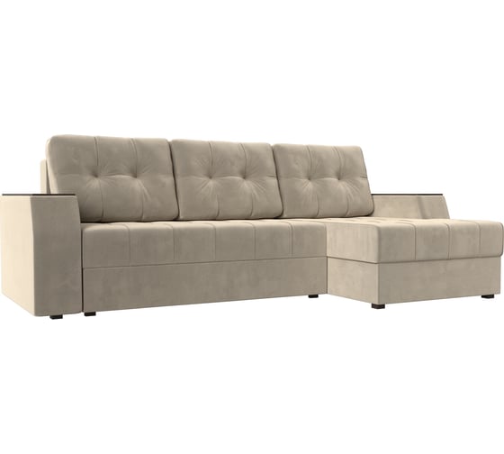 Изображение товара Угловой диван Лига диванов Эмир БС правый полностью микровельвет бежевый 110413