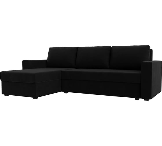 Изображение товара Угловой диван Лига диванов Траумберг Лайт левый полностью микровельвет черный 117134L