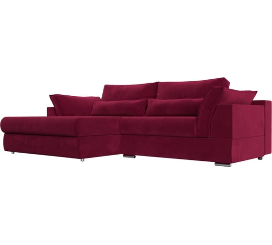 Изображение товара Угловой диван Лига диванов Пекин левый полностью микровельвет бордовый 115408L