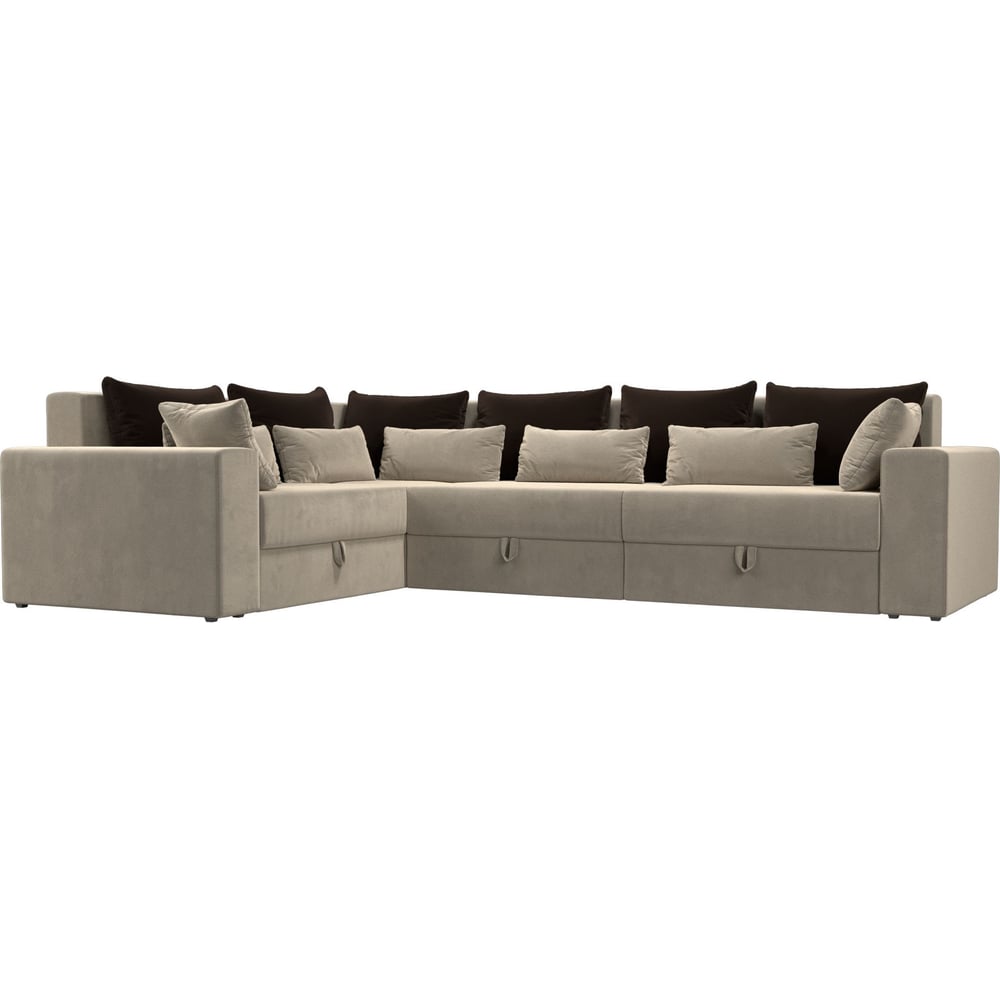 Угловой диван Лига диванов диван еврокнижка мебелико венеция микровельвет бежево коричн
