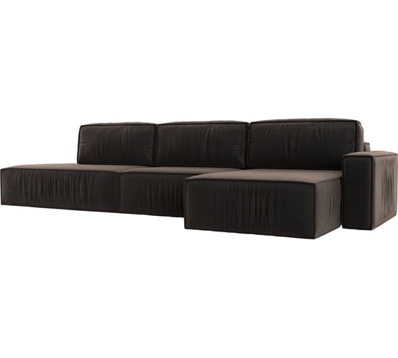 Изображение товара Угловой диван Лига диванов Прага модерн лонг правый угол полностью велюр коричневый 116587