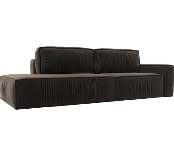 Изображение товара Прямой диван Лига диванов Прага модерн подлокотник справа полностью Велюр Коричневый 116791