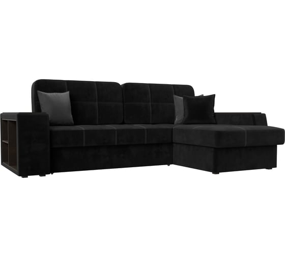 Изображение товара Угловой диван Лига диванов Брюссель правый полностью велюр черный 110654