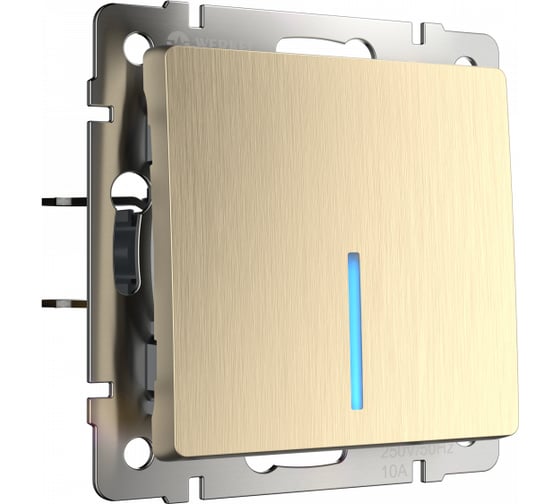 Изображение товара Выключатель WERKEL W1110110 одноклавишный с подсветкой шампань рифленый a051413