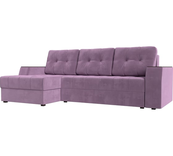 Изображение товара Угловой диван Лига диванов Эмир БС левый полностью микровельвет сиреневый 110426L