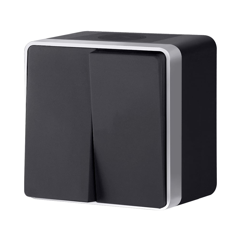 Выключатель WERKEL W5020234 двухклавишный влагозащищенный Gallant черный с серебром a051156