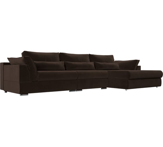 Изображение товара Угловой диван Лига диванов Пекин Long правый полностью микровельвет коричневый 115436