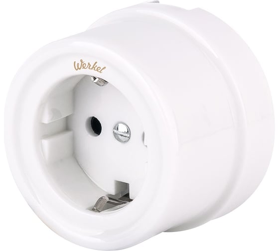 Изображение товара Розетка с заземлением WERKEL W5671001 белый Ретро a051312