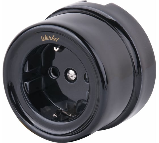 Изображение товара Розетка с заземлением WERKEL W5671008 черный Ретро a051453