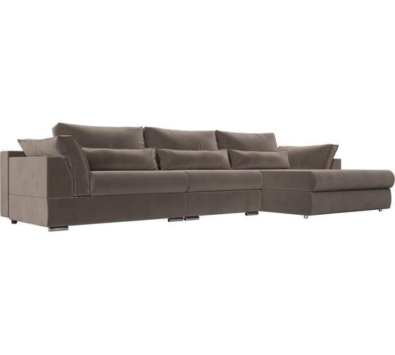 Изображение товара Угловой диван Лига диванов Пекин Long правый полностью велюр коричневый 115427