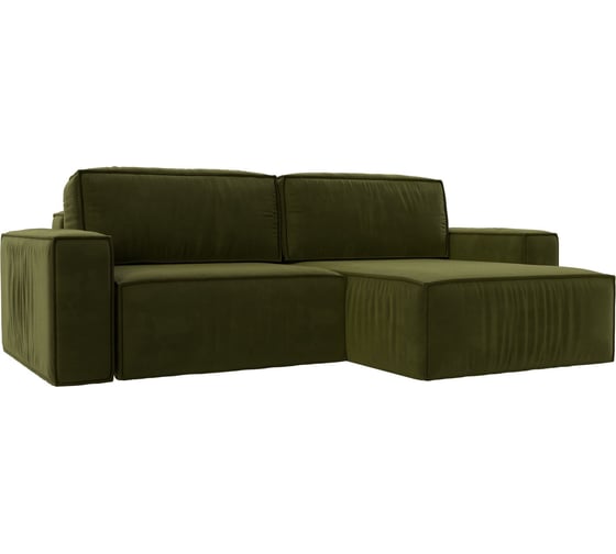 Изображение товара Угловой диван Лига диванов Прага классик правый угол полностью Микровельвет Зеленый 116774