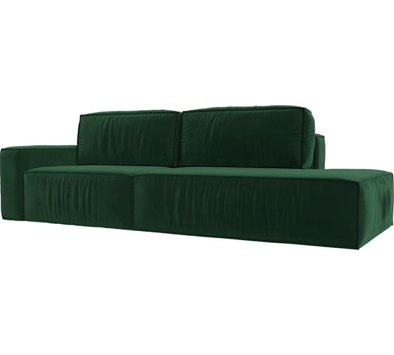Изображение товара Прямой диван Лига диванов Прага модерн подлокотник слева полностью Велюр Зеленый 116790L