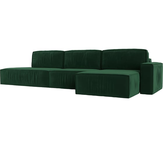 Изображение товара Угловой диван Лига диванов Прага модерн лонг правый угол полностью велюр зеленый 116586
