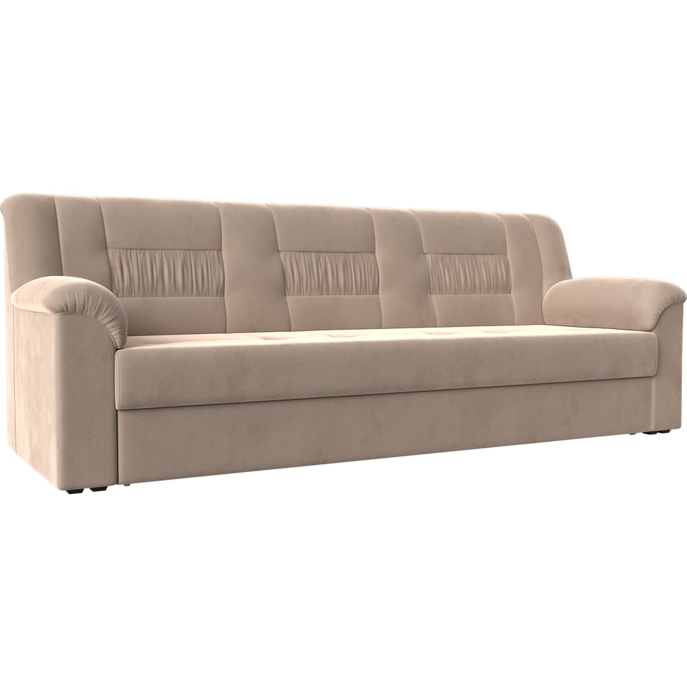 Изображение товара Прямой диван Карелия из велюра бежевый с механизмом дельфин для гостиной