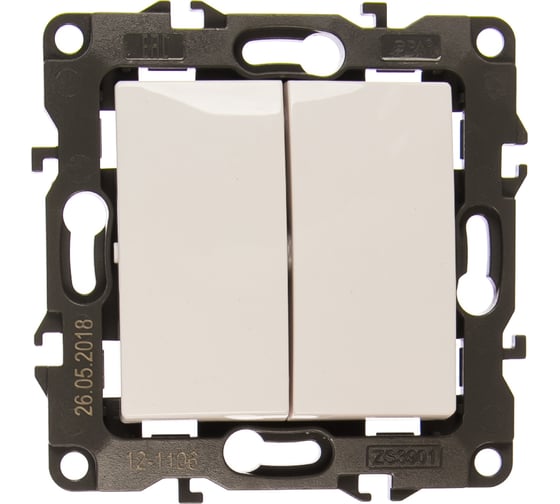 Изображение товара Двойной переключатель ЭРА 12-1106-01 10АХ-250В, IP20, белый Б0014663