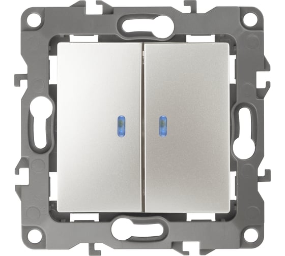 Изображение товара Двойной выключатель с подсветкой ЭРА 12-1105-15 10АХ-250В, IP20, перламутр Б0019294