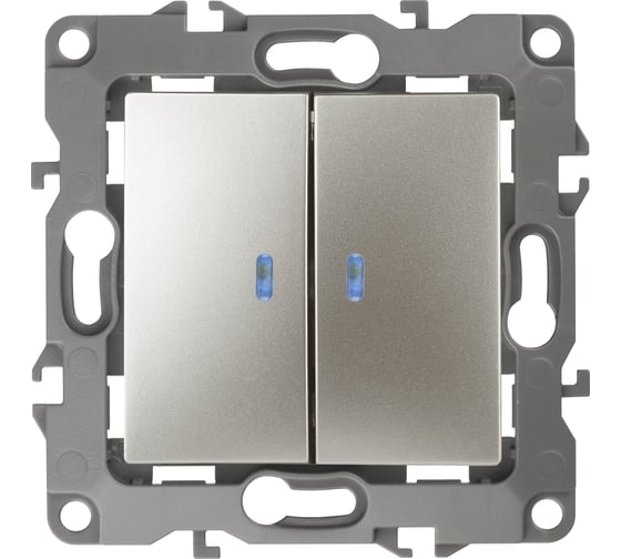 Изображение товара Двойной выключатель с подсветкой ЭРА 12-1105-04 10АХ-250В, IP20, шампань Б0014660