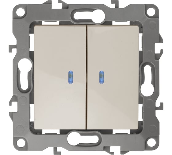 Изображение товара Двойной выключатель с подсветкой ЭРА 12-1105-02 10АХ-250В, IP20, слоновая кость Б0014658