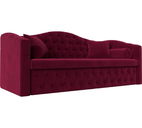 Изображение товара Прямой диван Лига диванов Мечта полностью микровельвет бордовый 112858