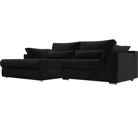 Изображение товара Угловой диван Лига диванов Пекин левый полностью велюр черный 115406L