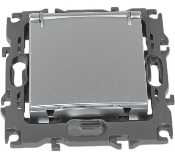 Изображение товара Розетка ЭРА 12-2103-03 2P+E Schuko со шторками с крышкой, 16A-250В, IP20, алюминий Б0014695