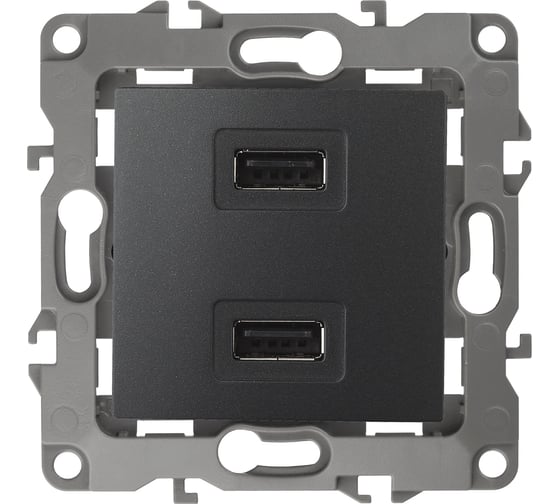 Изображение товара Зарядное устройство USB ЭРА 12-4110-05 230В/5В-2100мА, IP20, антрацит Б0027495