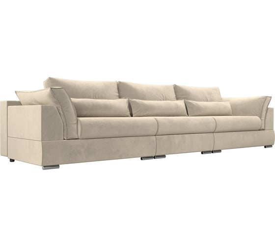 Изображение товара Прямой диван Лига диванов Пекин Long полностью микровельвет бежевый 115455