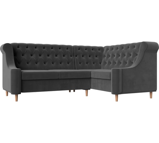 Изображение товара Угловой диван Лига диванов Бронкс угол правый полностью велюр серый 110366