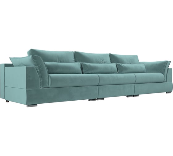 Изображение товара Прямой диван Лига диванов Пекин Long полностью велюр бирюзовый 115448