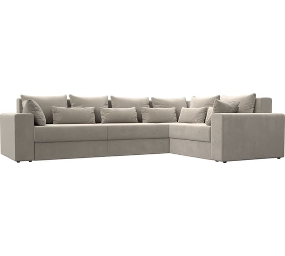 Изображение товара Угловой диван Лига диванов Майами Long правый полностью микровельвет бежевый, подушки микровельвет БЕЖ/беж/беж 114854