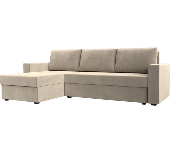 Изображение товара Угловой диван Лига диванов Траумберг Лайт левый полностью микровельвет бежевый 117130L