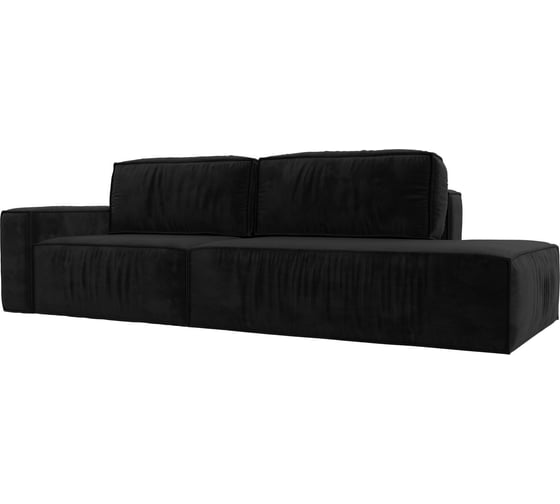 Изображение товара Прямой диван Лига диванов Прага модерн подлокотник слева полностью Велюр Черный 116794L