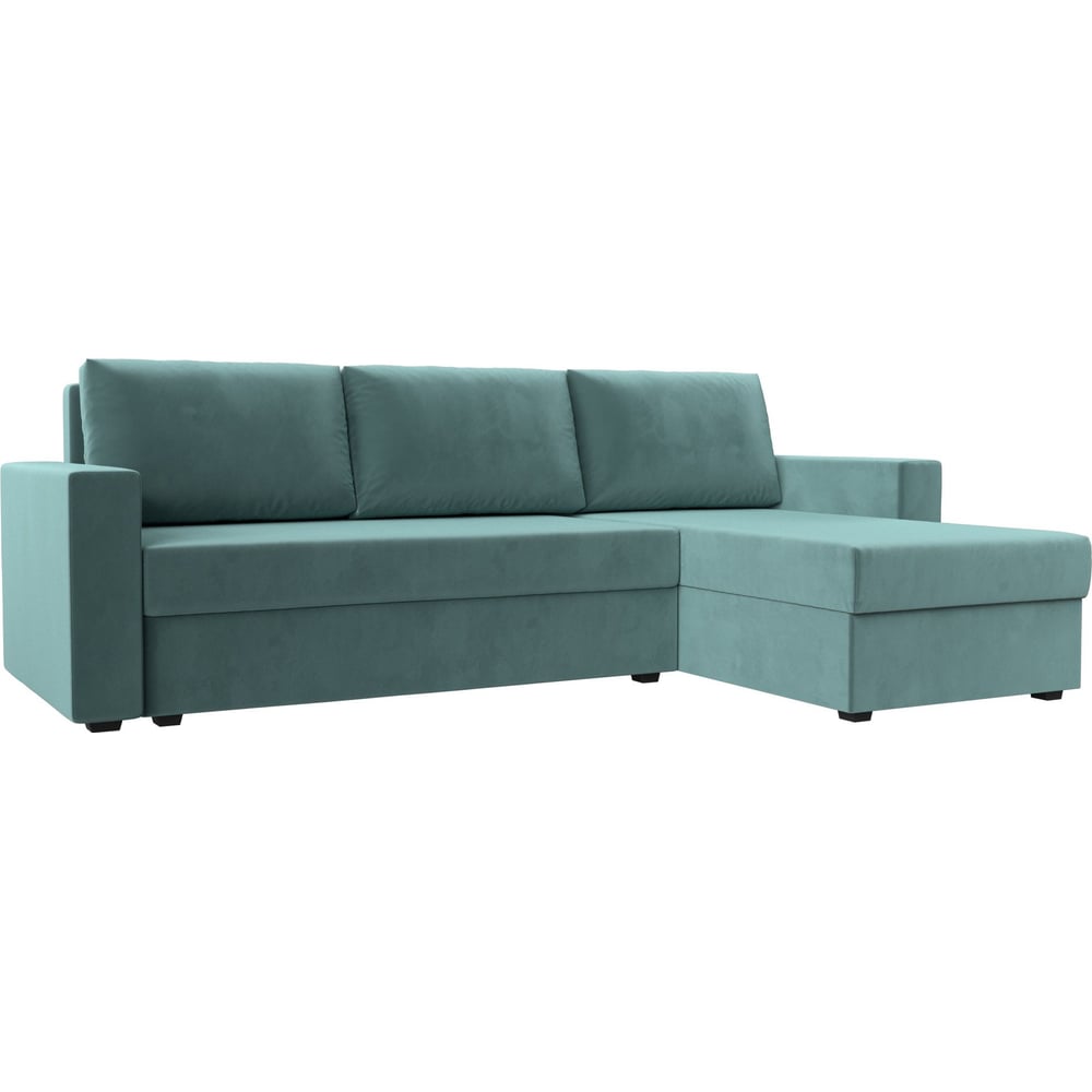 Изображение товара Угловой диван Лига диванов Траумберг Лайт правый велюр бирюзовый 1.5 спальное место