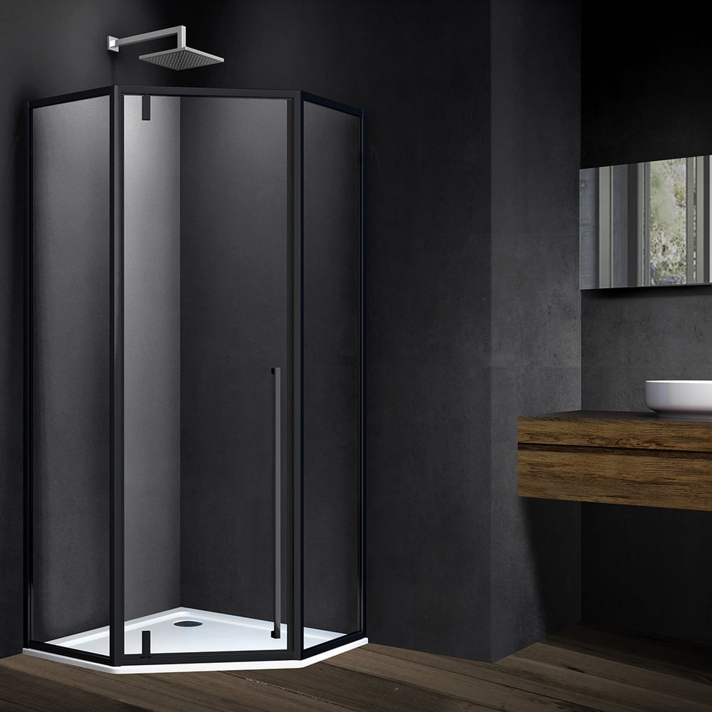 Изображение товара Душевой уголок VINCEA Penta 900х900 черный стекло прозрачное VSP-3P900CLB