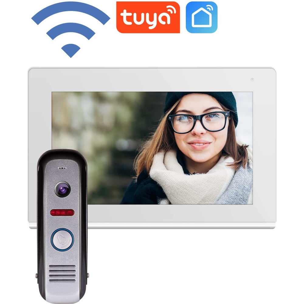 Изображение товара Комплект full hd видеодомофона Novihome Comfy 7 fhd wifi белый с 2 вызывными панелями