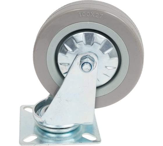 Изображение товара Аппаратное поворотное колесо Tech-Krep п/п обод, серая рез, подшип. скольжения, площадка, D100, б/т - пакет 148489