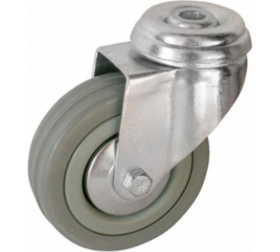 Изображение товара Аппаратное поворотное колесо Tech-Krep п/п обод, серая рез, подшип. скольжения, под болт М12, D125, б/т - пакет 148509