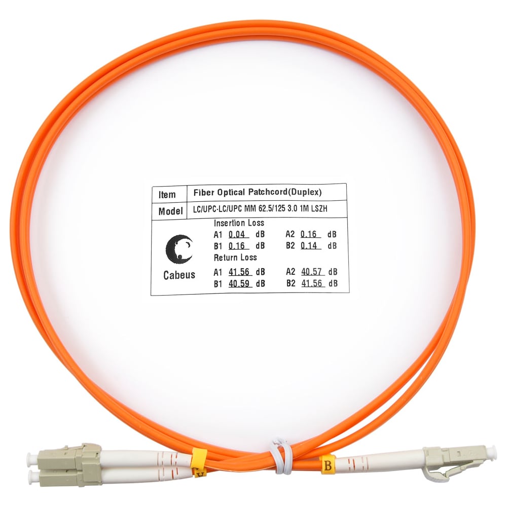 Изображение товара Оптический шнур Cabeus duplex lc-lc 62,5/125 mm 15м lszh FOP-62-LC-LC-15m