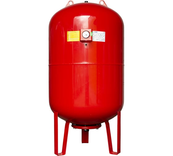 Изображение товара Вертикальный бак с ножками и манометром CRUWA 300л, 16 бар, присоед. 1 1/4", красный, замен. мембрана epdm, пр-во by oren/турция/ CRW 300VM 16RED