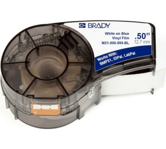Изображение товара Лента 12.7мм/6.4м винил, белый на синем Brady M21-500-595-BL brd142798