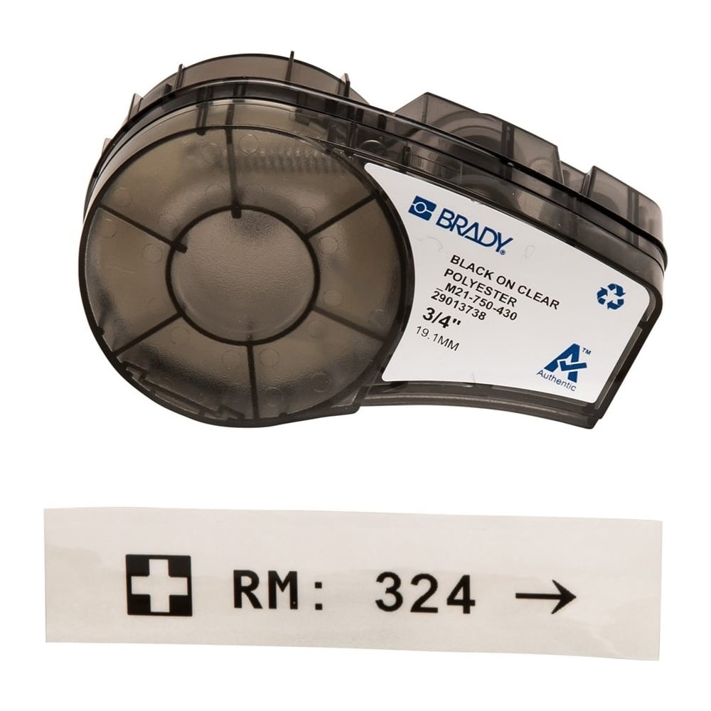 Изображение товара Лента 19.05мм/6.4м, полиэстер, черный на прозрачном Brady M21-750-430 brd110901 Изображение товара Лента 19.05мм/6.4м, полиэстер, черный на прозрачном Brady M21-750-430 brd110901
