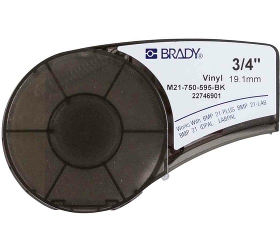 Изображение товара Лента 19.05мм/6.4м винил, белый на черном Brady M21-750-595-BK brd139743