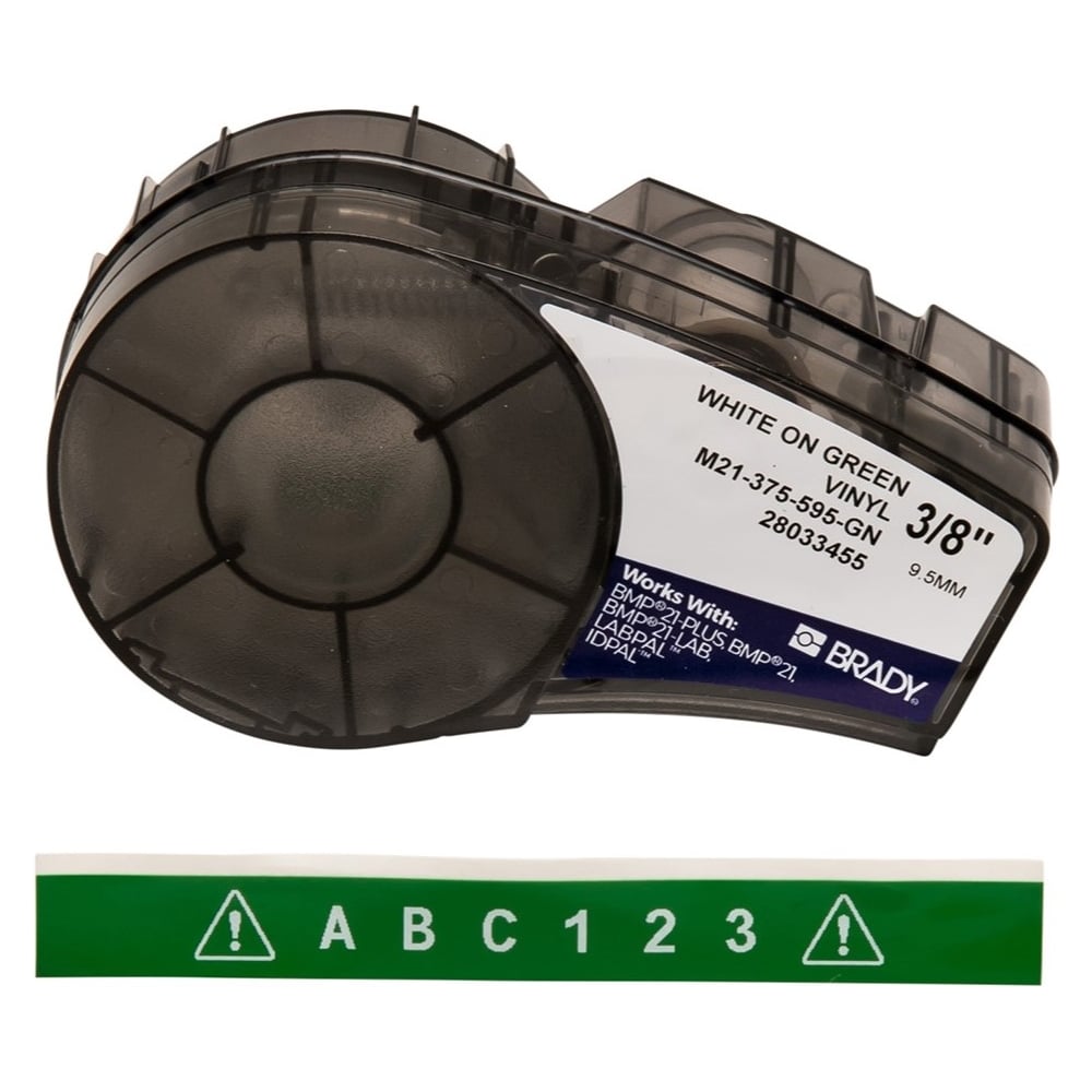 Изображение товара Лента виниловая Brady M21-375-595-GN 9.53мм 6.4м белый на зеленом