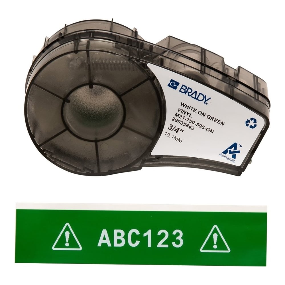 Изображение товара Лента 19.05мм/6.4м винил, белый на зеленом Brady M21-750-595-GN brd142808 Изображение товара Лента 19.05мм/6.4м винил, белый на зеленом Brady M21-750-595-GN brd142808