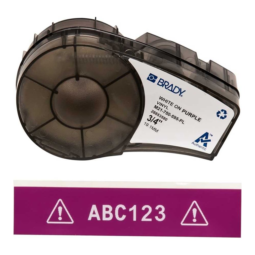 Изображение товара Лента виниловая Brady для термотрансферной печати 19.05 мм 6.4 м белый на фиолетовом
