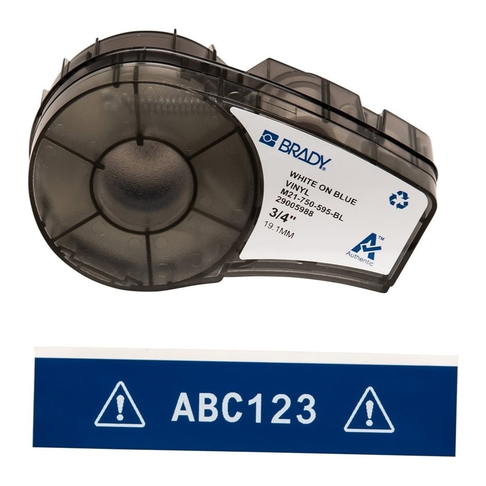 Изображение товара Лента 19.05мм/6.4м винил, белый на синем Brady M21-750-595-BL brd142794