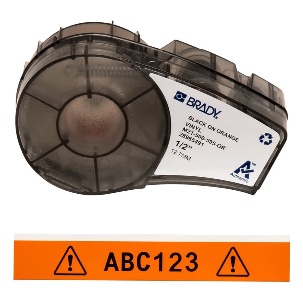 Изображение товара Лента 12.7мм/6.4м винил, черный на оранжевом Brady M21-500-595-OR brd142796