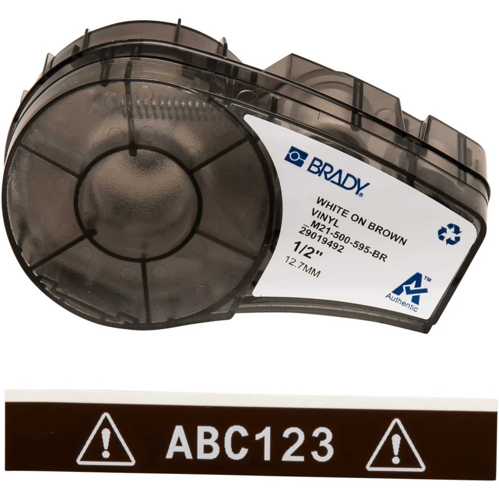 Изображение товара Лента 12.7мм/6.4м винил, белый на коричневом Brady M21-500-595-BR brd139736