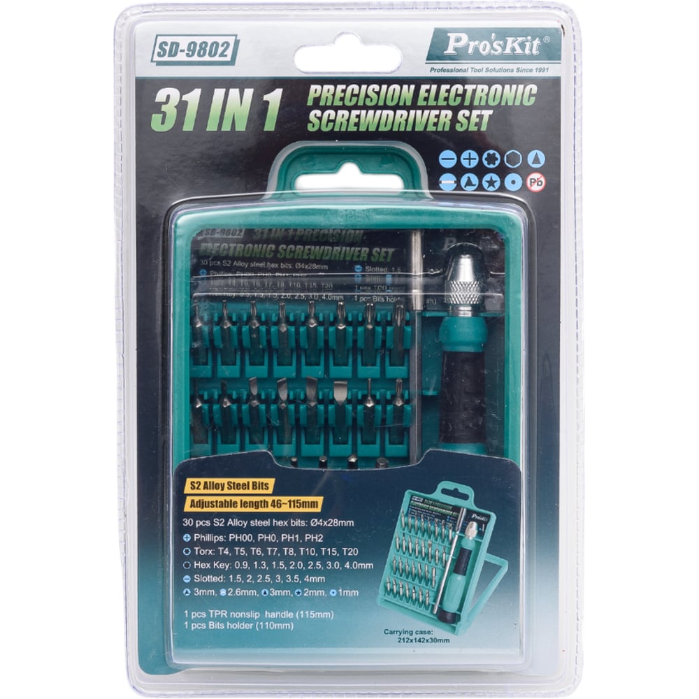 Изображение товара Набор отверток Pro'sKit SD-9802 30 насадок для точных работ